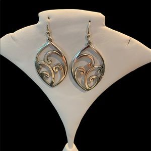Large Silver Leaf Filigree Earrings
